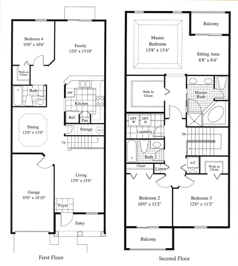 Floor plan for 4 beds, 3 baths, 2319 sqft